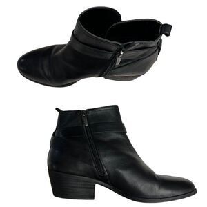 Vince Camuto Black Leather Ankle Booties W/ Strap Detailing VP-Peamer Size‎ 10